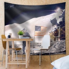 Wall26 Man on the Moon with the American Flag Fabric - CVS - 68x80 inches   123310039812